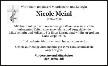 Traueranzeige von Nicole Meinl 