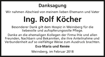 Traueranzeige von Rolf Köcher 