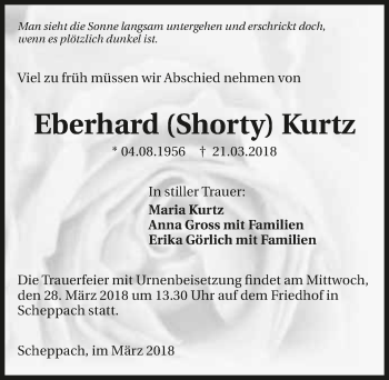 Traueranzeige von Eberhard Kurtz 