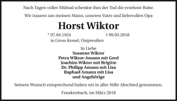Traueranzeige von Horst Wiktor 