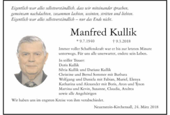 Traueranzeige von Manfred Kulik 