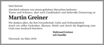 Traueranzeige von Martin Greiner 