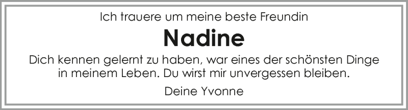  Traueranzeige für Nadine Hoffmann vom 03.03.2018 aus 