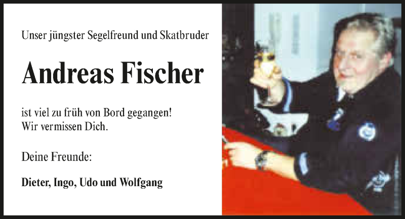  Traueranzeige für Andreas Fischer vom 12.04.2018 aus 