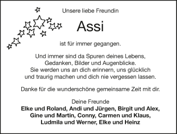 Traueranzeige von Astrid Gebhard 