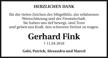 Traueranzeige von Gerhard Fink 