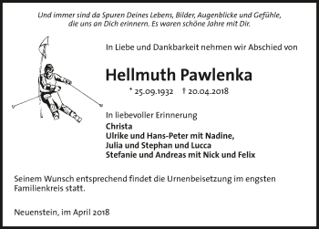 Traueranzeige von Hellmuth Pawlenka 