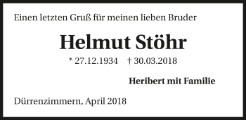 Traueranzeige von Helmut Stöhr 