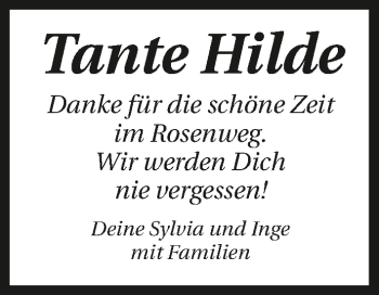 Traueranzeige von Hilde  