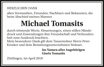Traueranzeige von Michael Tomasits 