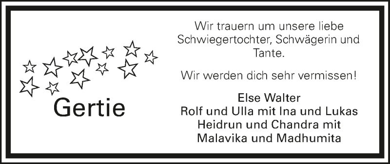  Traueranzeige für Gertrud Walter vom 29.05.2018 aus 