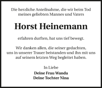 Traueranzeige von Horst Heinemann 