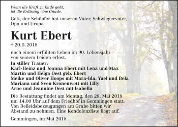 Traueranzeige von Kurt Ebert 