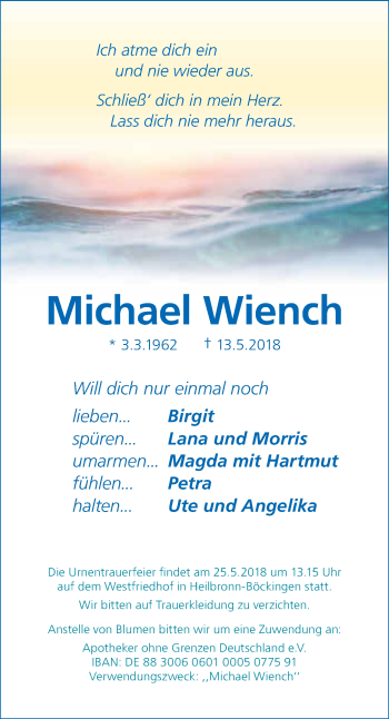 Traueranzeige von Michael Wiench 