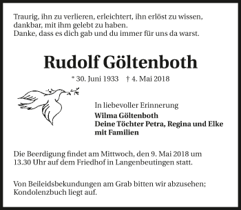 Traueranzeige von Rudolf Göltenboth