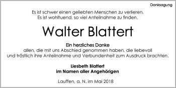 Traueranzeige von Walter Blattert 