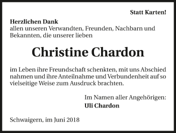 Traueranzeige von Christine Chardon 