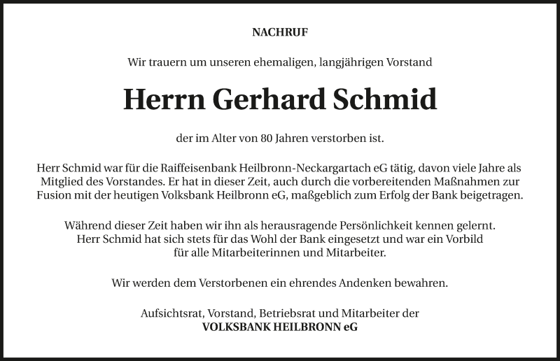  Traueranzeige für Gerhard Schmid vom 02.06.2018 aus 