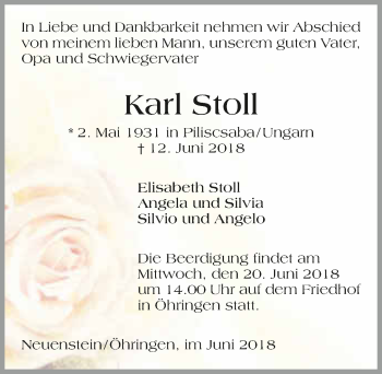 Traueranzeige von Karl Stoll 