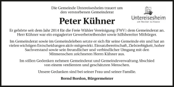 Traueranzeige von Peter Kühner 