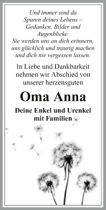 Traueranzeige von Anna Schmitt 