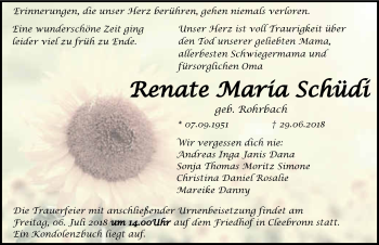 Traueranzeige von Renate Maria Schüdi 