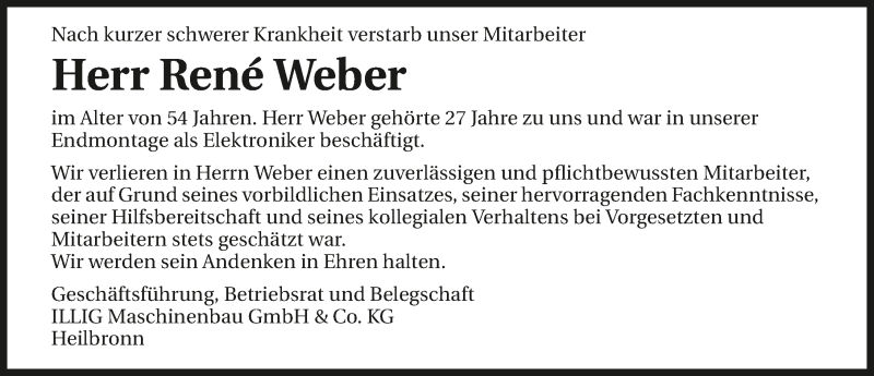  Traueranzeige für René Weber vom 21.07.2018 aus 
