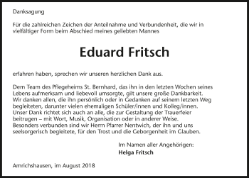 Traueranzeige von Eduard Fritsch 