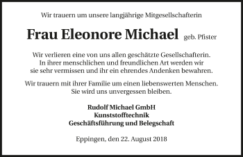 Traueranzeige von Eleonore Luise Michael 