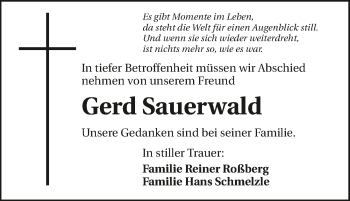 Traueranzeige von Gerd Sauerwald 