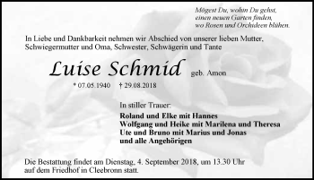 Traueranzeige von Luise Schmid 