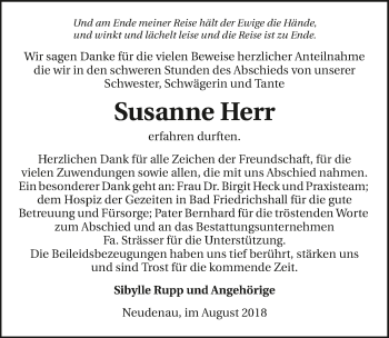 Traueranzeige von Susanne Herr 