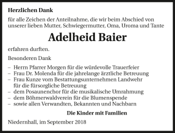 Traueranzeige von Adelheid Baier 