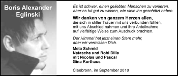 Traueranzeige von Boris Alexander Eglinski 
