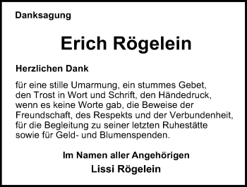 Traueranzeige von Erich Rögelein 