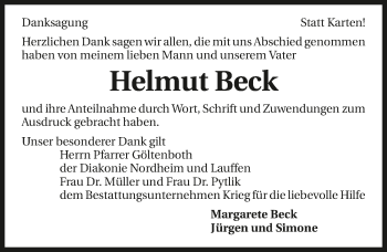 Traueranzeige von Helmut Beck 