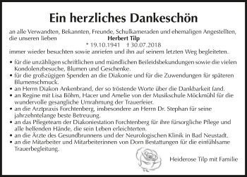Traueranzeige von Herbert Tilp 