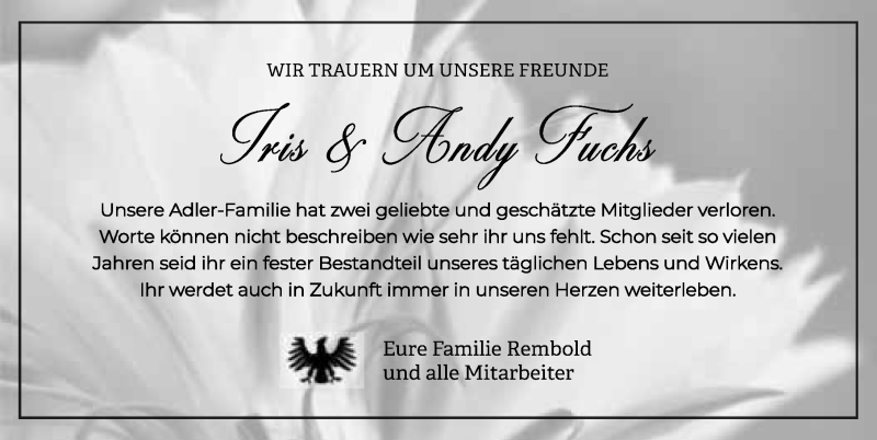  Traueranzeige für Iris Fuchs vom 07.09.2018 aus 