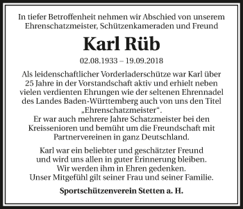 Traueranzeige von Karl Rüb 