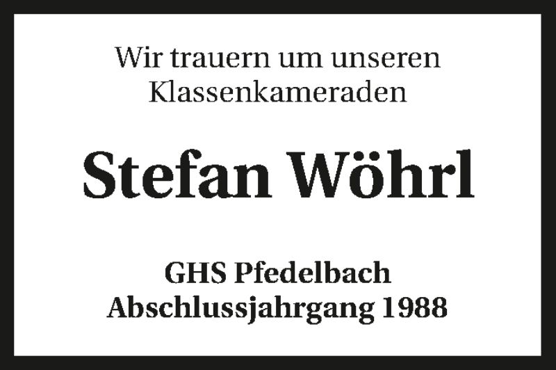  Traueranzeige für Stefan Wöhrl vom 13.09.2018 aus 