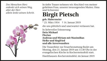 Traueranzeige von Birgit Pietsch 