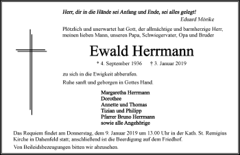 Traueranzeige von Ewald Herrmann 