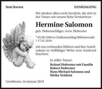 Traueranzeige von Hermine Salomon 