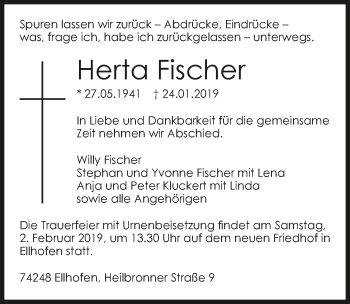 Traueranzeige von Herta Fischer 