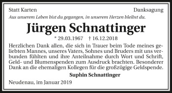 Traueranzeige von Jürgen Schnattinger 