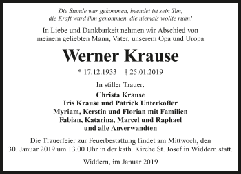 Traueranzeige von Werner Krause 