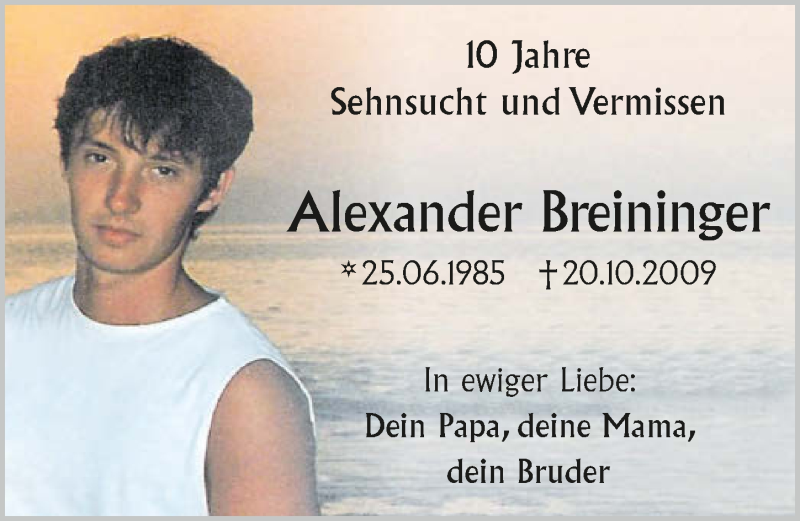  Traueranzeige für Alexander Breininger vom 19.10.2019 aus 