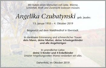 Traueranzeige von Angelika Czubatynski 