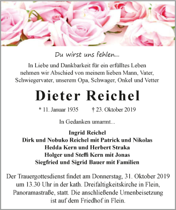 Traueranzeige von Dieter Reichel 