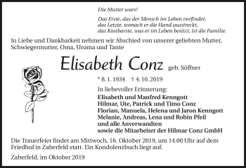 Traueranzeige von Elisabeth Conz 